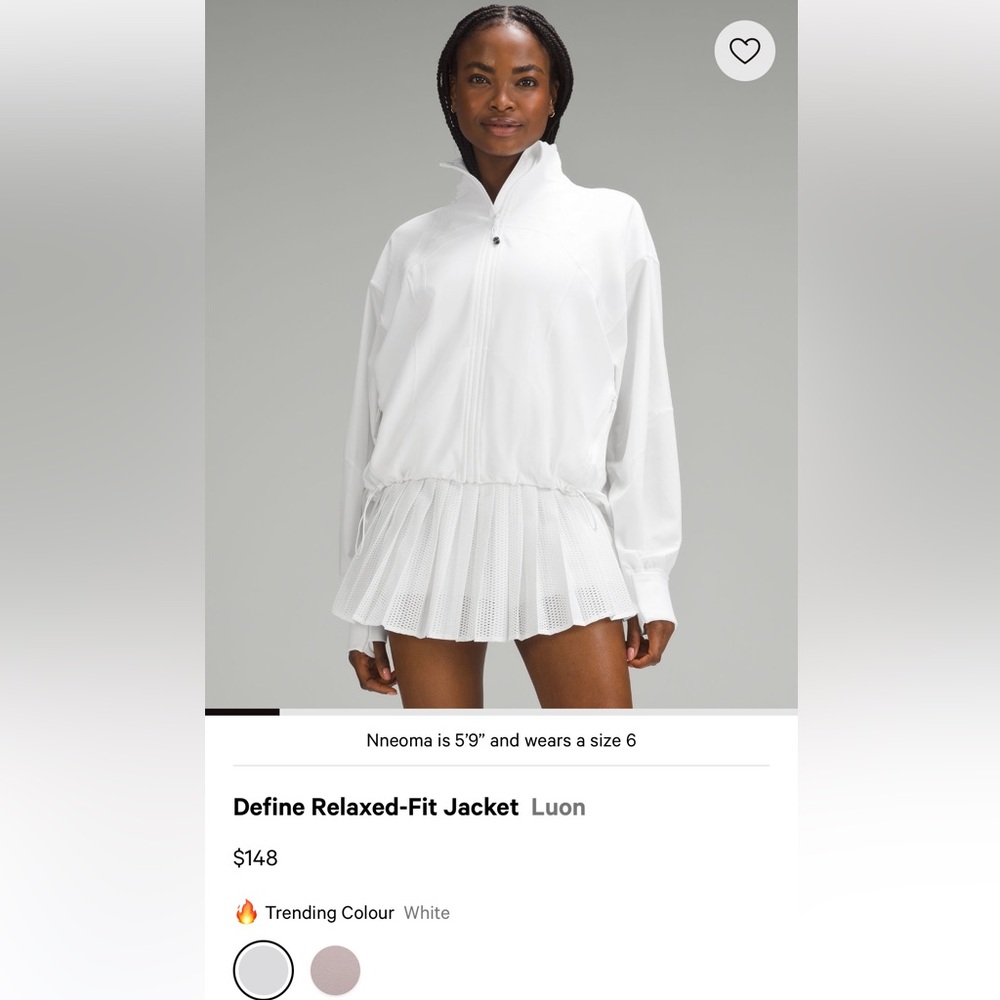 Lululemon White Relaxed-Fit Define jacket